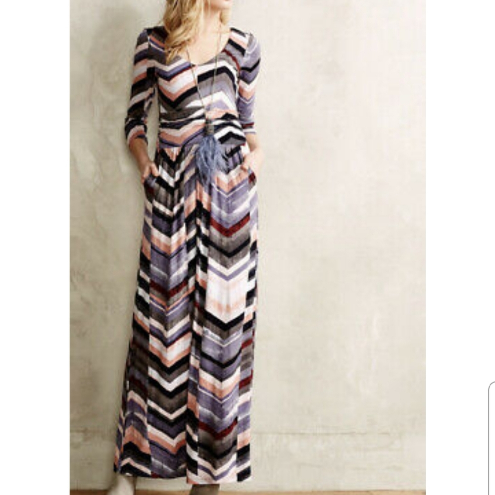 Anthropologie Maeve Novela chevron purple dress Size M